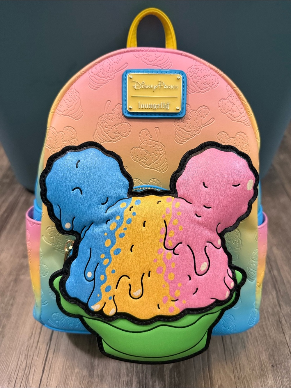 Loungefly Pastel Rainbow Mickey Ice Cream Mini Backpack - Blue Pink Yellow Green